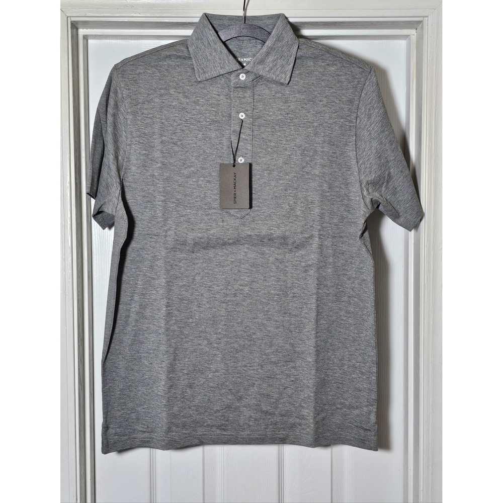 Spier & Mackay Short Sleeve Pique Polo Shirt Size Medium Heather Gray
